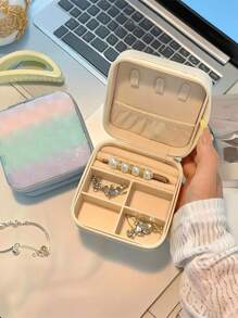1 pieza Caja de joyería de viaje, caja de almacenamiento de plástico, caja de regalo pequeña, caja de almacenamiento multifuncional, caja con tapa, contenedor de exhibición y almacenamiento de joyería portátil de doble capa, contenedores de almacenamiento, decoración navideña, Snitch dorada, calendario de adviento navideño, caja de regalo navideño, regalos navideños, fiesta de Nochebuena, caja de regalo de Nochebuena, adecuada para aretes, anillos, collares, pulseras, arte de uñas