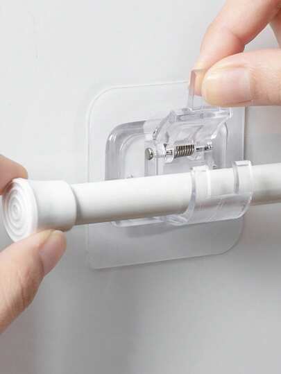 1-2 thanh treo rèm và kẹp đa năng, dễ lắp đặt - Trắng cổ điển, không cần khoan, có lò xo, phù hợp với mọi loại rèm