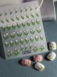 1 件 5D 浮雕花朵美甲贴纸粘性滑块 DIY 指甲油美甲贴纸贴花 - 彩色 - 查看 3