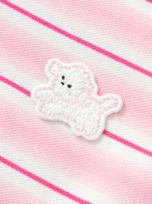 Balabala Girls' Short-Sleeve Polo Shirt, Sweet Summer Baby Tee, 2025 New Arrival - Red and White - View 8