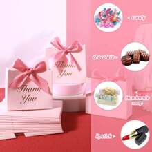 Juego de 12/24 bolsas de regalo pequeñas para agradecer de 4.5x1.8x3.9 pulgadas con lazo, ideales para fiestas, cumpleaños, bodas, despedidas de soltera, regalos de invitados de boda, cajas, decoración de recepción de bodas