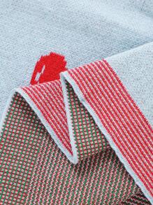 Infant Knitted Blanket With Cherry Brocade Pattern, Children Quilt, Baby Swaddle Wrap - Baby Blue - View 6