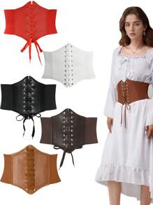 1/2pcs Women Waist Cincher, Solid Color Elastic Waist Belt, Waist Trainer For Daily Wear, Cosplay, Party, Event (25.6in-27.6in) Halloween Costume - Multicolor - View 6