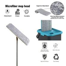 Replace The Microfiber Mop Head, Replacement Head, Floor Cleaning Cloth, Pads, Flat Squeeze Hands-Free Wringing Tools For Home And Kitchen - 45X12cm單邊 - 查看 4