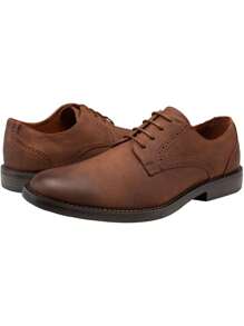 SHOESMALL Men's Casual Black Dress Shoes Suede Plain Toe Business Oxford Shoes Dark Brown Dress Shoes For Men - 棕色 - 查看 7