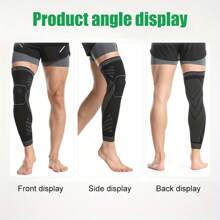 1 Manica compressiva lunga per ginocchio con compressione totale della gamba e supporto per il ginocchio, adatta per uomini e donne, basket, ciclismo, calcio, corsa, accessori palestra, ginocchiere sportive, ginocchiere da palestra