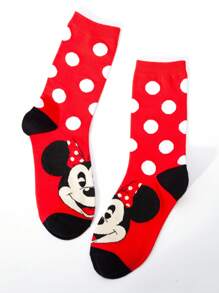 Disney Set de 1 o 2 pares de calcetines medianos de pareja con estampado de Mickey Mouse y Stitch de Disney, calcetines medianos suaves y cómodos, casuales y de moda, adecuados para uso diario y para regalar a amigos