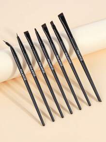 MAANGE Set de 7 piezas de brochas de maquillaje para ojos, con ángulos finos y ultra delgados, planos y angulados, para herramienta de belleza profesional, brochas delineadoras para aplicación de maquillaje con precisión
