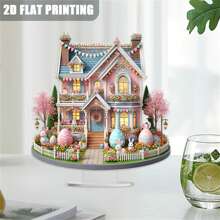 Decoración de Pascua, decoración de mesa de comedor de acrílico, decoración de conejo, decoración de pato, suministros para fiesta de Pascua, decoración del hogar de vacaciones. - Rosa - Ver 2