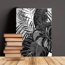 1pc Monstera Deliciosa Tropical Leaves Framed Canvas Wall Art, Decor For Living Room, Bedroom, Office - For Home Decoration