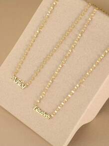 Collar personalizado con nombre en dorado con cadena de forma de labio. Collar con placa con nombre personalizado de acero inoxidable, joyería hecha a mano, regalo de cumpleaños - Dorado - Ver 6