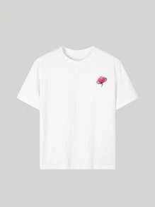 A Casual Printed Round Neck Pullover Short Sleeved T-Shirt For Girls And Young Children In Summer - Bright Flowers And Lifestyle T-Shirt To Stimulate Imagination And Self-Expression! Kids Clothes Girls Graphic Tees Summer Tops Tween Girl Clothes