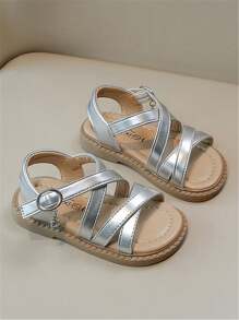 女童罗马凉鞋2025夏季新款时尚公主鞋防滑软底女孩沙滩鞋儿童鞋 - 銀色 - 查看 8