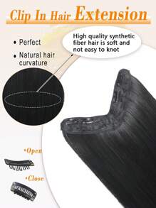 Synthetic 4 Clip In Hair Extensions V-Shaped Long Straight Hairstyle Hairpiece Black Blonde 20inch Natural Wig For Women