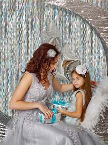 2 件/包 金属箔流苏窗帘 派对波浪背景 闪光金属波浪箔流苏背景窗帘 派对装饰 - 銀色 - 查看 3