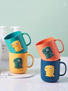 1pc/2pcs Cute Dinosaur Toothbrush Holder Cup, Plastic Rinse Cup Portable Water Cup, Multifunctional Bathroom Kitchen Toothbrush Rack Home Bathroom Decor Summer - Multicolor - View 4