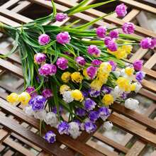 4 Ramos de Flores de Tulipán de Plástico, Flores Artificiales Falsas para Decorar el Hogar, Jardín, Patio, Porche, Macetas, Interiores, Habitaciones y Exteriores, Decoración de Granja para Primavera y Verano