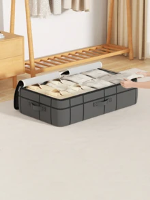 1 件黑色布艺收纳袋，衣服收纳袋，大容量床下收纳袋，便携式折叠收纳袋，季节性衣服和床上用品收纳袋，适用于客厅和卧室