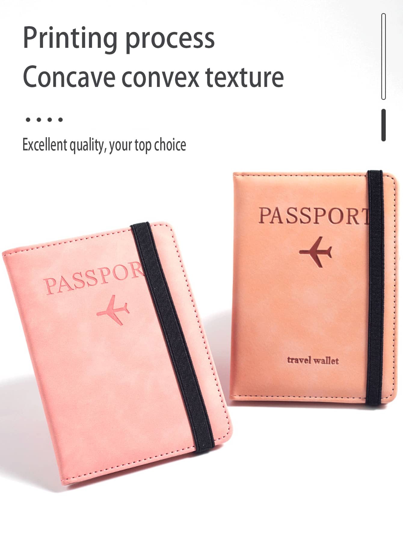 Pochette Passeport En Cuir PU - 2 Pièces Avec Motifs Voyage