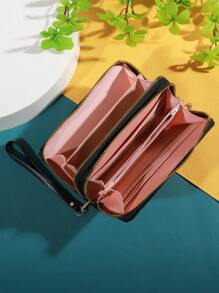 彩色闪光手拿包 女士 零钱包 带卡槽 双拉链 卡包 & 手机夹 钱包 钱包 长款钱包 钱包 腕包 - 彩色 - 查看 4