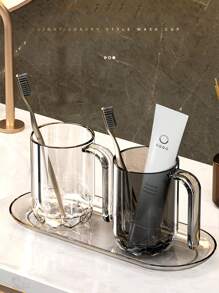 1pc Luxury Scandinavian Style Reusable Unbreakable Bathroom Cup, 300-400ml Mouthwash Cup, Easy Clean Plastic Toothbrush Holder Ideal For Bathroom Home Bathroom Decor Fall Decor