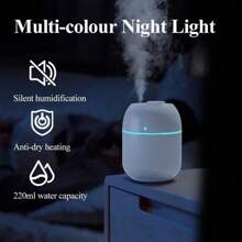 1 件迷你加湿器、芳香扩散器、USB 车载芳香系统、带情绪灯的可爱桌面装饰，有助于改善家庭、办公室、客厅、厨房、浴室的空气质量和睡眠 - 彩色 - 查看 3