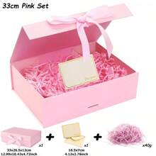 23-33cm Luxury Magnetic Gift Box With Lid Ribbon Grass And Greeting Card Great For Valentine's Day Wedding Birthday Gift Packaging Box - Multicolor - View 11