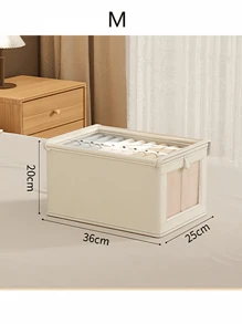 1 Pieza Caja de almacenamiento de tela de lino beige con cremallera y tapa, mantiene su hogar limpio y ordenado, caja de almacenamiento de tela portátil, contenedor de almacenamiento a prueba de humedad para ropa interior, caja de almacenamiento plegable para el armario, adecuada para ropa, pantalones, calcetines, ropa interior, perfecta para uso doméstico, bolsa para la escuela, accesorios escolares, artículos escolares