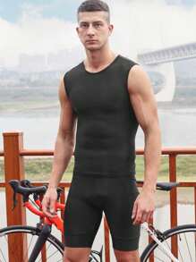 Qualicos 2Pcs Boyfriend Style Men's Cycling Sleeveless Base Layer, Quick-Dry Sport Vest For Running And Fitness