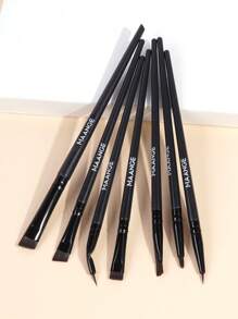MAANGE Set de 7 piezas de brochas de maquillaje para ojos, con ángulos finos y ultra delgados, planos y angulados, para herramienta de belleza profesional, brochas delineadoras para aplicación de maquillaje con precisión