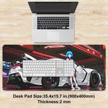 1 pieza Alfombrilla para ratón de estilo anime con un coche deportivo y una chica en un garaje, alfombrilla de juego para ratón de varios tamaños, tapete de escritorio de goma antideslizante para oficina, accesorios de escritorio, alfombrilla de escritorio para teclado para escuela, oficina, hogar, regalo para amigos y familiares