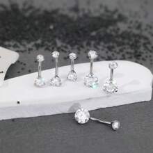 1 件装钛 14G CZ 宝石肚脐环肚脐 Nombril 穿孔 6/8/10/12 毫米条形肚脐穿孔性感珠宝女士
