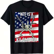 A Kilometer July 4th Skeleton Funny Cringey USA Meme T-Shirt - màu đen - Xem 1