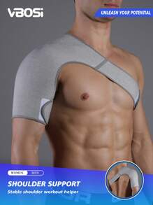 VBOSI 1 件透气可调节弹性肩部支撑肩袖支架可调节适合左右臂男女健身配件 - 灰色 - 查看 1