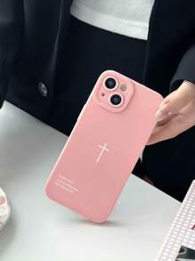 White Pink Slogan Element Fashion Phone Case Psalm 46:5 Cross Christian Style Phone Case Compatible With IPhone Galaxy And Other Smartphone Models Pink Floral Print Can Be Used As A Gift Or For Personal Use Easter Spring Gift Birthday - Multicolor - View 4