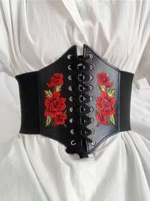 1pc Minimalist Embroidered Solid Color Belt, Versatile Cute Multi-Functional Belt - Suitable For Pairing With Dresses, Suits, Jackets And Daily Outfits