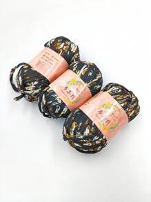 Lot de 3 paquets de 300g de fil ruban en polyester, multicolore à effet ombré et rayures, pour le crochet maison de chaussons, sacs, paniers de rangement et artisanat - Multicolore - Voir 21