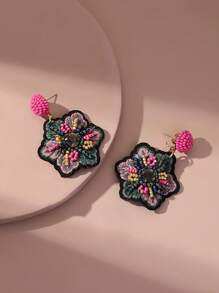 1 Pair Floral Boho Earrings, Suitable For Women To Wear For Vacation, Beach, Parties, Dates, Formal Events And Daily - Multicolor - View 2