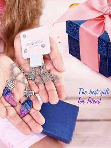 2 piezas Collar de mejores amigos BFF para niñas-Colgante a juego en forma de corazón "Mejores amigas por siempre" con arcoíris, regalos de collar de amistad para la mejor amiga - Unitalla - Ver 7