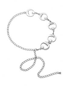 1 件女式金属朋克嘻哈风格太阳和月亮复古身体首饰腰链 - 銀色 - 查看 5