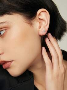 925 Sterling Silver Star Clip-On Earrings For Women, Minimalist Style Hypoallergenic Silver Stud Earrings, Suitable For Party, Gift Giving And Daily Wear - Silver - View 2