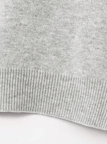 FOR BEAUTY Spring And Summer And Autumn New Women's Simple Temperament Commuting Pullover, Street Elegant College Casual Style, Small Round Neck Solid Color Knit Christmas Top - Light Gray - View 9