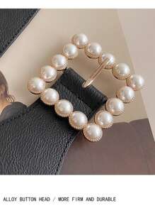 女士时尚珍珠弹力腰带，装饰性束腰配饰，适合毛衣、连衣裙、西装，用途广泛 - 彩色 - 查看 4