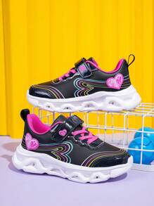 1 Pair Children/Girls' Fashionable Reflective Mirror Sneakers, Heart Shaped Colorful, Adjustable Hook And Loop Closure, Easy To Wear, Suitable For Party, Daily Wear, School Student - Multicolor - View 11