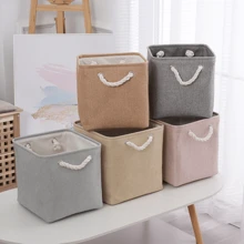 Giỏ đựng đồ bằng vải có tay cầm, màu trơn đơn giản, thùng đựng đồ gia dụng, hộp đựng đồ giặt chống bụi - Một kích thước - Xem 1