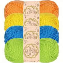 4pcs Soft & Comfy 100% Acrylic Yarn Skeins - 4 X 50g In Assorted Colors, Suitable For Knitting, Crocheting And Crafts, Finely Spun'