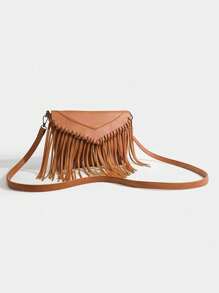 Vintage Personalized Fringed Multilayer Crossbody Bag, Suitable For Street Wear, Parties, Gatherings - Brown - View 6