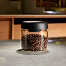 1pc Glass Vacuum Sealed Storage Jar, Coffee Bean Canister With Pressure Pump, Moisture-Proof, Suitable For Coffee, Tea Leaves, Nuts, Grains, Kitchen Storage & Accessories, Essential For Back To School Season - Black - View 17