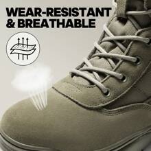 Men's Military Tactical Work Boots Side Zipper Leather Motorcycle Combat Boots (6-8 Inches)