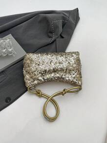 1 件金色新月设计 PVC 闪光斜挎包，适合女士 - 金色 - 查看 4